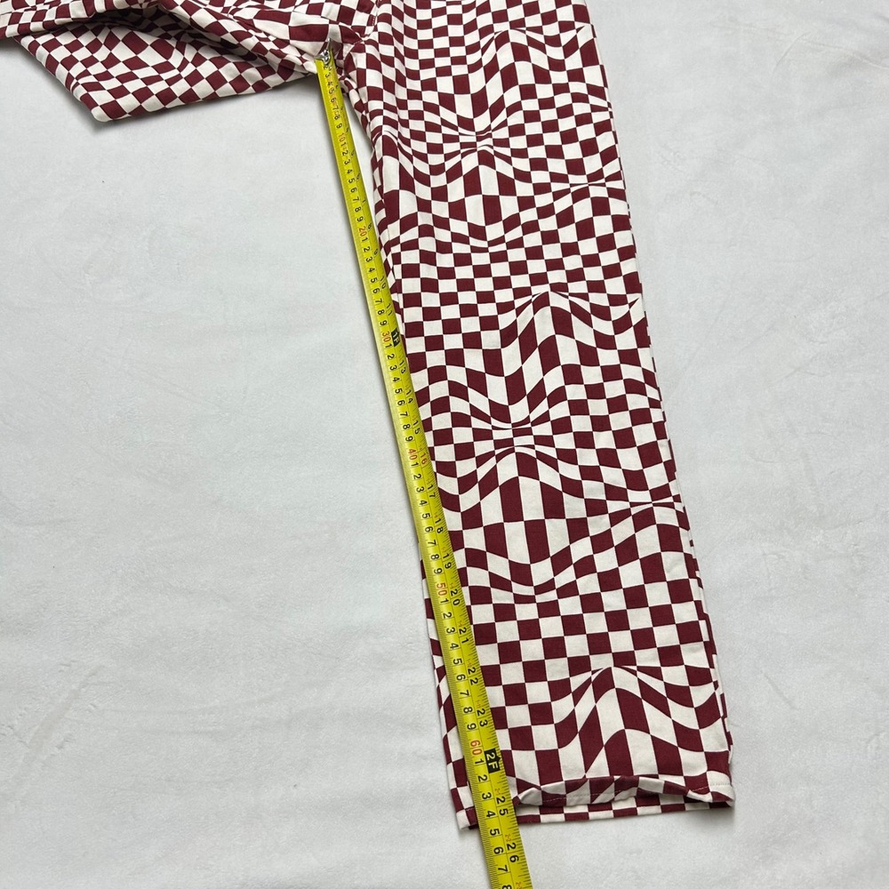 Paloma Wool Burgundy Psychedelic Checkered Straight Leg Pants - Picture 9 of 10